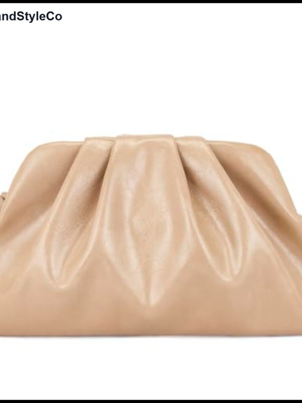 Crackle Detail Faux Leather Pleated Evening Clutch with Strap